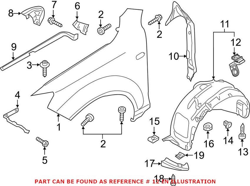 Audi Fender Liner Retainer 8E0821989A